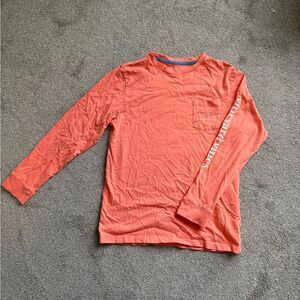 Boys Vineyard Vine Long Sleeve Coral Shirt - M
